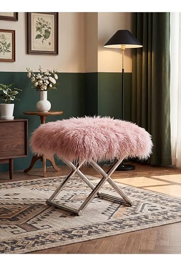 Taburete de maquillaje de felpa y banco de sofá suave para dormitorio 3