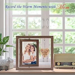 Mom Gifts From Daughter Mom Picture Frames With Warm Heart Pendant Gifts for Mom Mother In Law Christmas Mothers Day Birthday Gifts for Mom Double Sided Mom Photo Frames 4x6Walnut