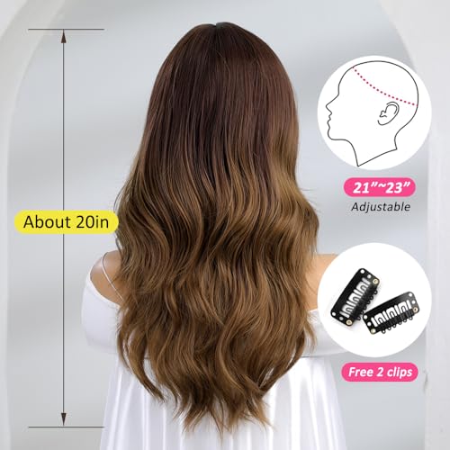 20 Zoll Lange Natur Lockig Ombre Braun Perücken Damen Natürliche Synthetische Haare hitzebeständig täglich Party Cosplay tragen – Bild 5
