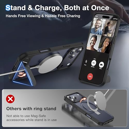 Support magnétique iPhone 17 Pro Max résistant aux chutes avec béquille mate