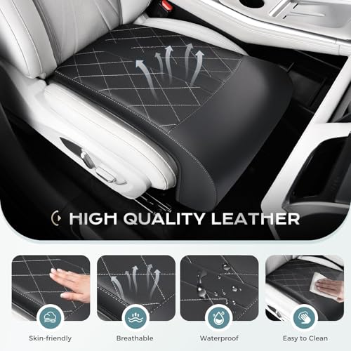 Image of Coverado Car Seat Extender Pad, Leather Car Seat Extender Leg Support Cushion for Long Driving, Leg Extension Cushion Car Seat Cushions, Leg Support Pad Universal for Diver Seat, Black