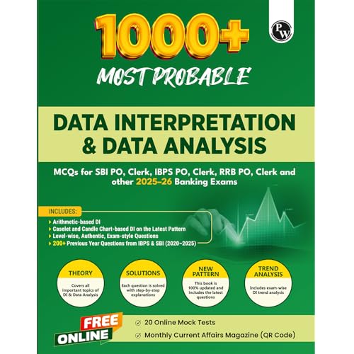 Image of PW Data Interpretation (DI) & Data Analysis (DA) For Banking 2025-26 Exams | 1000+ Most Probable Questions with Concepts and Solved Examples with 200+ Past Year Questions (2025-2020)