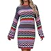 Strickkleid Damen Midikleid Herbst - Winterkleider Damen Langarm Strickkleider Midi Warm Pulloverkleid A Linie Kleider Sexy Pullikleid Winter Pullover Kleid Elegant Wickelkleid Pulli Freizeitkleid