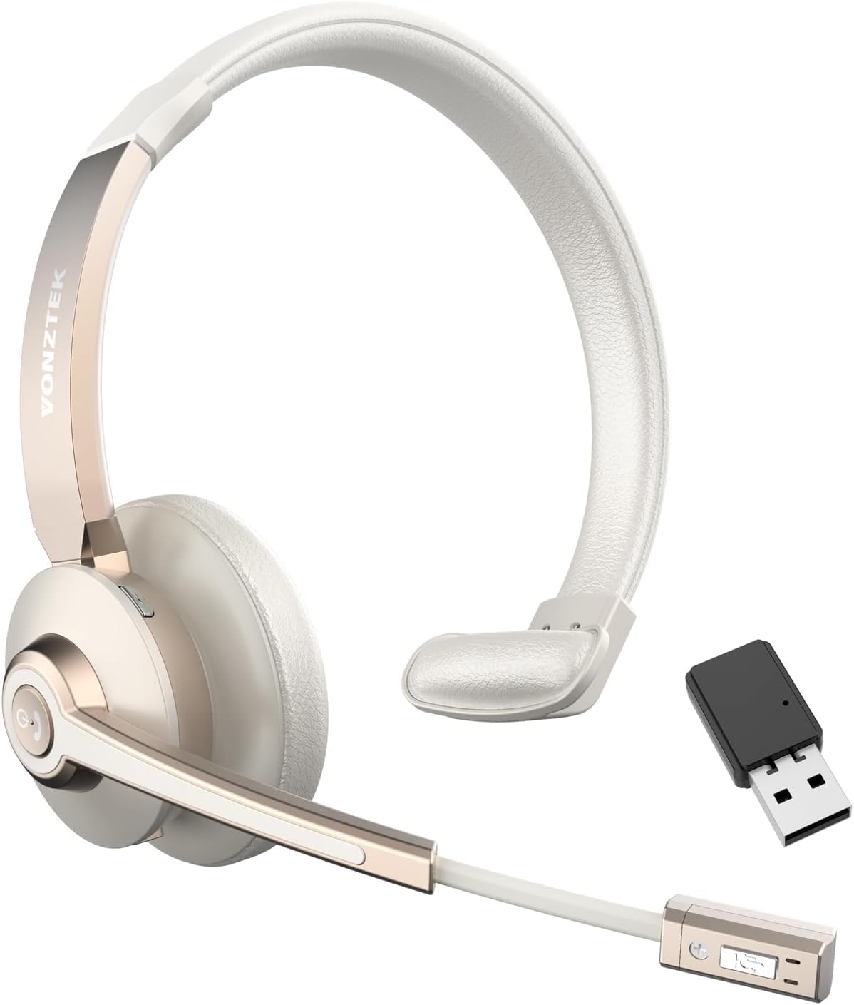 Photo 1 of **MISSING USB DONGLE**Wireless Headset, 5.0 Trucker Bluetooth Headset with with Microphone Noise Canceling & USB Dongle, Wireless Headphones with Mic Mute for Remote Work Cell Phone Computer Call Office Teams Meetings