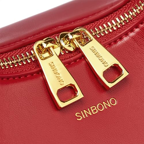 SINBONO Small Top Handbags for Women, Soft Vegan Leather Shoulder Hobo Crossbody Bag, Mini Purses Casual Dumpling Pouch3
