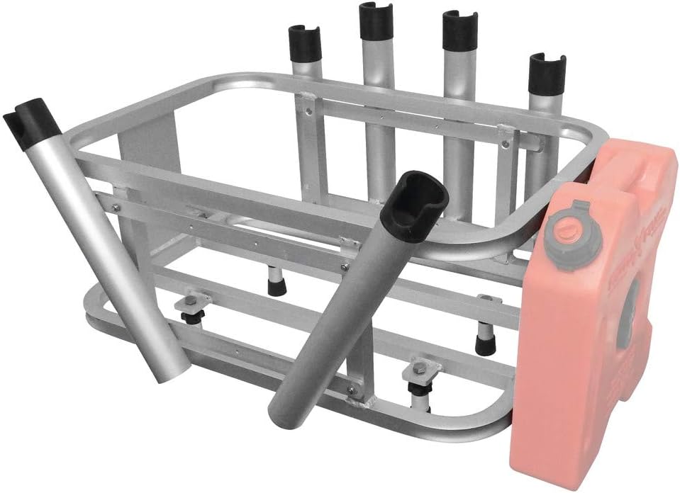 Extreme Max 3005.4257 Aluminum Jet Ski PWC Fishing Rod Rack and Cooler Combo - Compatible with RotoPax Fuel Can Mounts