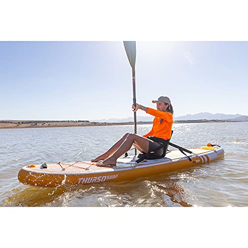 Thurso Surf Inflatable Stand Up Paddle Board All-Around Sup Waterwalker 120 10'×30''×6'' Deluxe Package | Carbon Shaft Paddle | Roller Backpack | Dual Chamber Pump | Coiled Leash (Tangerine) #TOP3