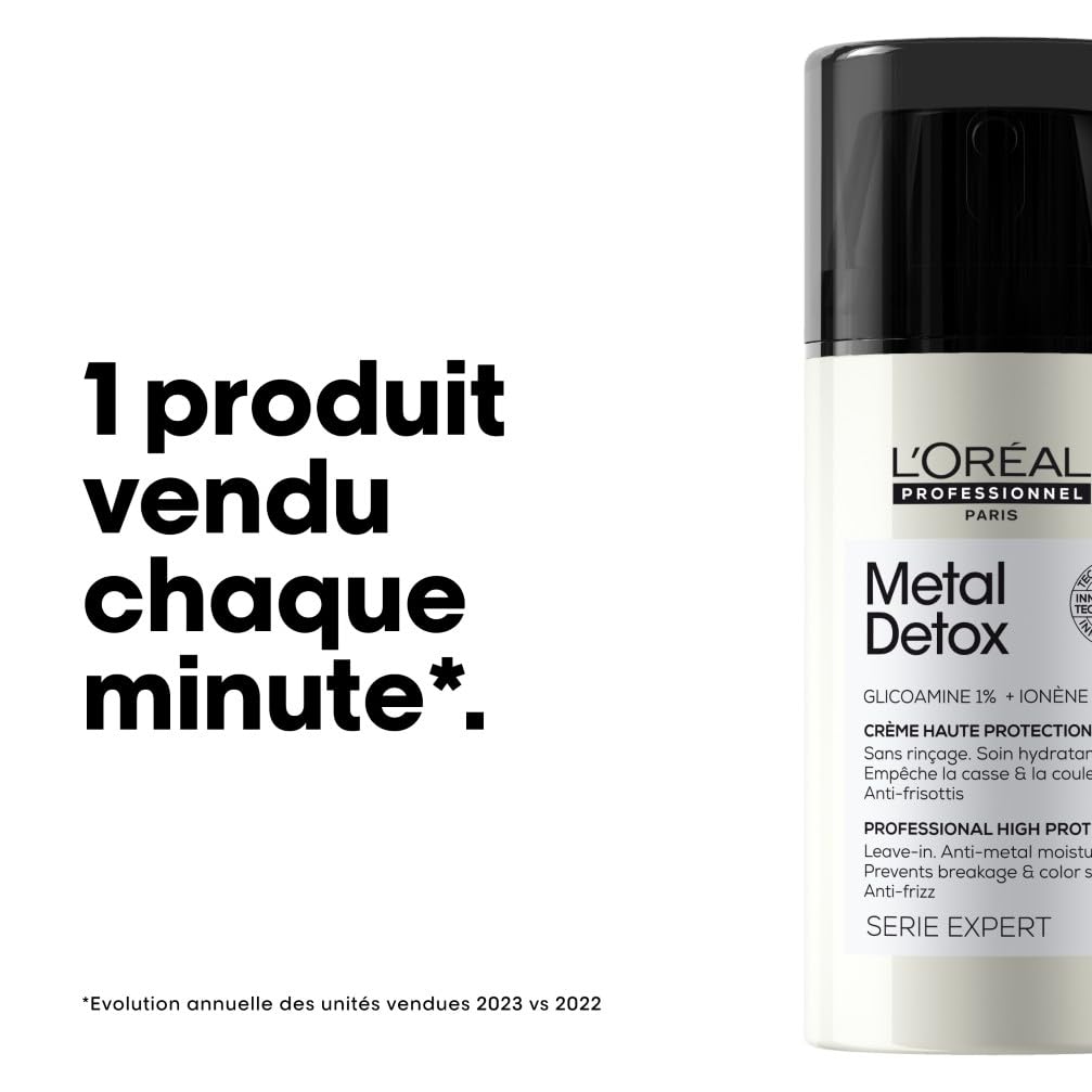 L'OREAL PROFESSIONNEL - Crème Haute Protection - Cheveux Abîmés & Cassants, Colorés ou Naturels - Sans-Rinçage - Protège des UV et de la Chaleur - Technologie Brevetée - Metal Detox - 100ml