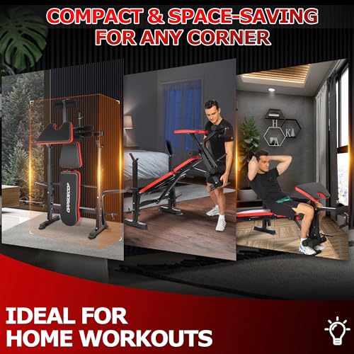 OPPSDECOR 660lbs 6 in 1 Weight Bench Set with Squat Rack Adjustable Workout Bench with Leg Developer Preacher Curl Rack Fitness Strength Training for Home Gym4