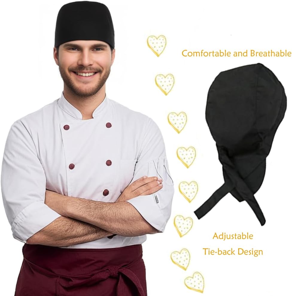 Chef Hat Unisex Kitchen Dining Skull Hat Headbands Hotel Waiter - Image 3