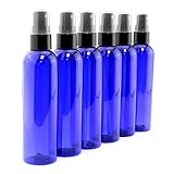 Cornucopia 4oz Blue Empty Plastic Refillable PET Spray Bottles w/Fine Mist Atomizer Caps (6-Pack); Sprayers for DIY Home Cleaning, Aromatherapy, Travel, & Beauty Care (4 Ounce, Cobalt Blue, 6)