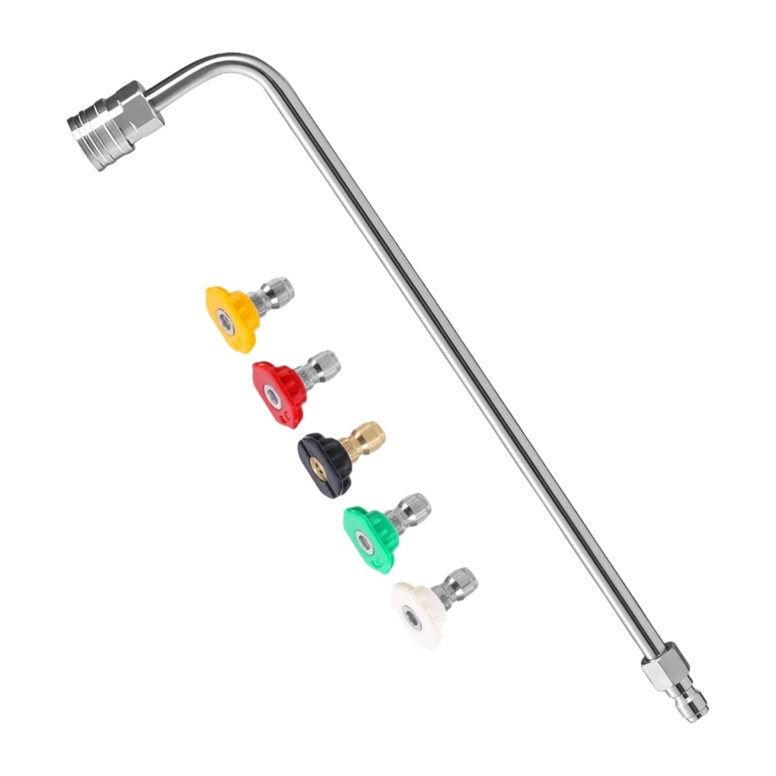 Varilla de Extensión para Hidrolimpiadora Varilla de extensión curva 30/90 grados for hidrolavadora con 5 boquillas pulverización 1/4" conexión rápida. Accesorios for lavado autos(90 Angled wand)