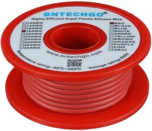 Vista 196 de Bntechgo 18 alambres de silicona suave y flexible, silicona resistente a altas temperaturas, altamente eficiente 18 AWG calibre, 150 hilos