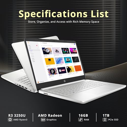 HP Laptop 14" FHD Ryzen 3 16GB 1TB SSD Plata miniatura 2