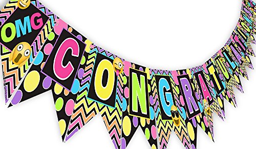 Emoji Rainbow Congratulations Banner Pennant - Graduation Banner - Shower Banner - Emoji Party - //coolthings.us