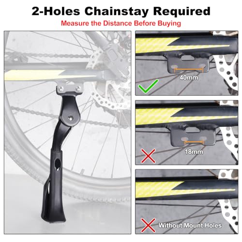 Image of Bike Kickstand for Adult Bike, Black | Adjustable Bicycle Kickstand for 24 inch-29 inch Bikes, Kickstand for Kids Bike, Ebike, Mountain Bike, Bike Accessories