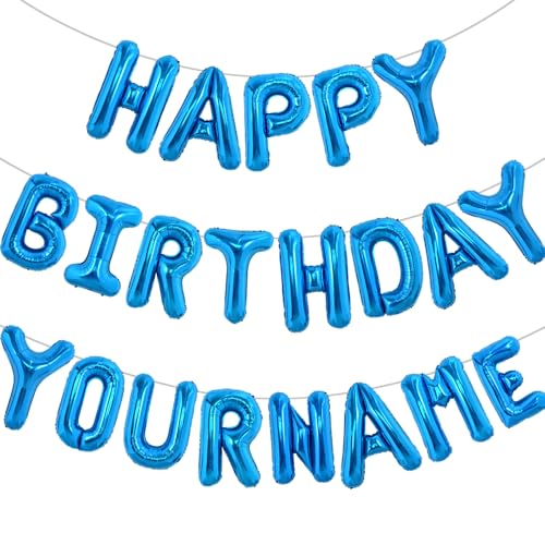 Happy Birthday Name Bleu : décoration de gâteau personnalisée pour anniversaire garçon