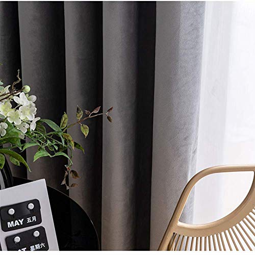 Singinglory Blackout Curtains Velvet Curtains Pencil Pleat 2 Panels with 2 Tiebacks Thermal Eyelet Curtain for Bedroom & Living Room Brown 66"x90" - Image 3