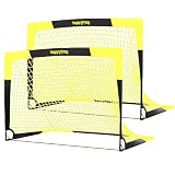 Happy Jump Fussballtor Pop Up Fussballtore für Kinder Garten Fussball Tor Football Ball Tore×2 (4'X3', schwarz+gelb)