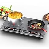Double Induction Cooktop 110v-120v, 2 Burner Electric Cooktop 24 inch 4000W Induction Stove Top, Hot Plate LED Touch Screen, 9 Temperature,...
