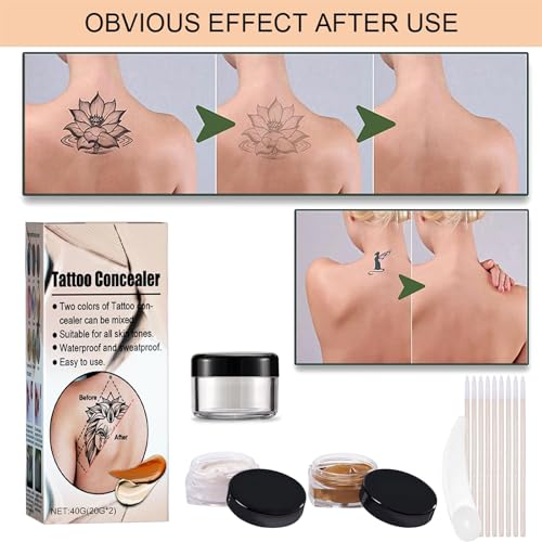 Tattoo Concealer, 40g Narben Concealer,Tattoo Concealer Cream,Tattoo Abdeckung Creme,Wasserdichter Make Up Haut Narben Concealer,Zur Verwendung Am Körper, Für Beine, Für Männer und Frauen