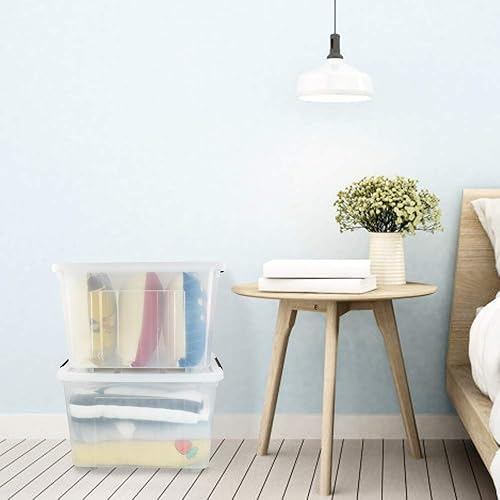 Miniatura 6 de Kekow Caja de almacenamiento grande transparente de 70 L, caja de plástico con ruedas, paquete de 4