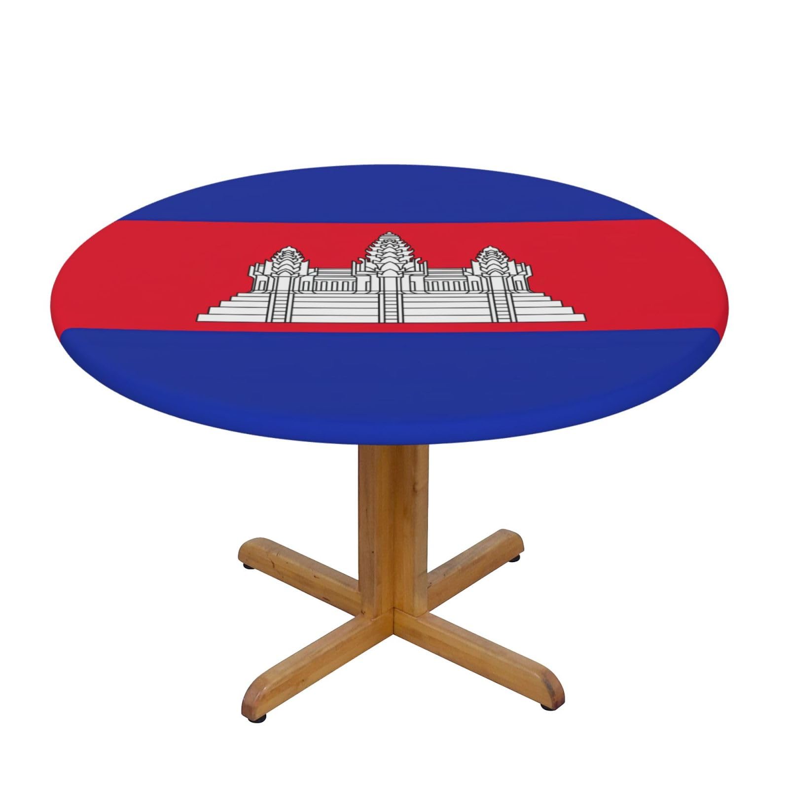 Cambodia Flag Print Oxford Wipeable Tablecloth Oil-Resistant Outdoor Table Cover Reusable Birthday Table Protector