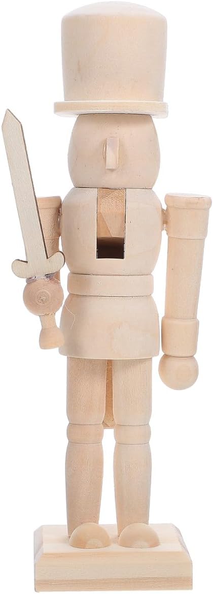 ULTECHNOVO Christmas Wooden Unfinished Nutcrackers - 8 Inch Blank Wood Unpainted Christmas Nutcracker Figures - Xmas Decor Ornaments for Table Fireplace Shelf Desktop