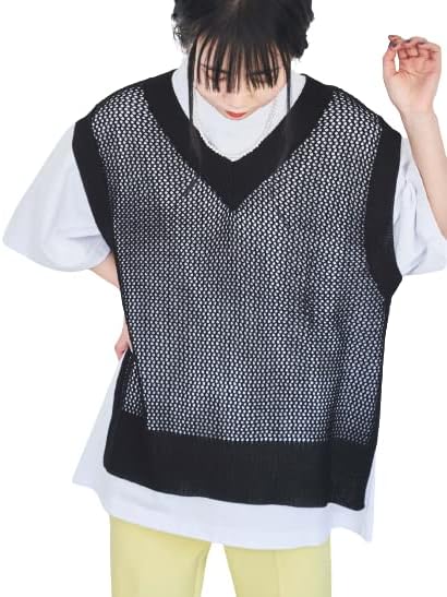 Amazon ウィゴー 2way メッシュ ベスト 重ね着 レイヤード トップス レディース F ブラック ベスト 通販