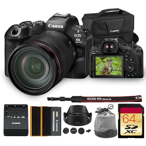 Canon EOS R6 Mark III Mirrorless Camera with 24-105mm f/4-7.1 is STM Lens | Full-Frame RF Camera with Advanced AF & 4K Video | for Travel, Events & Creators + HG-100TBR Grip + Adapter EF-EOS R + More