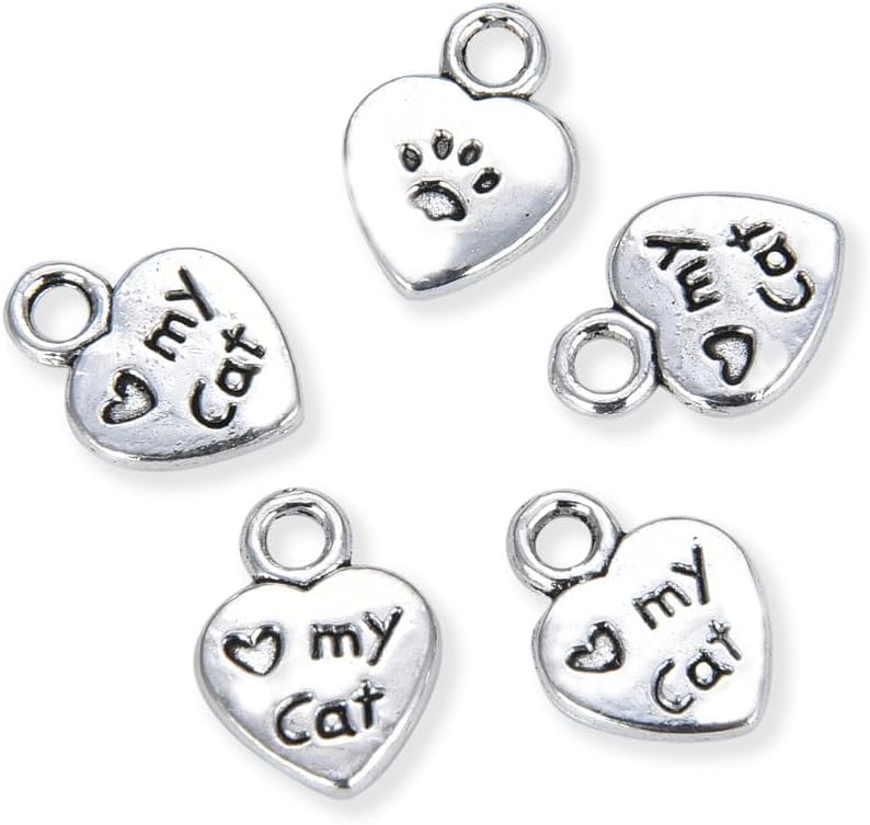 Adabele Love My Cat Dog Charm Pendants Antique Silver For Necklace Bracelet Anklet Earrings Keychain DIY Craft Jewelry Making