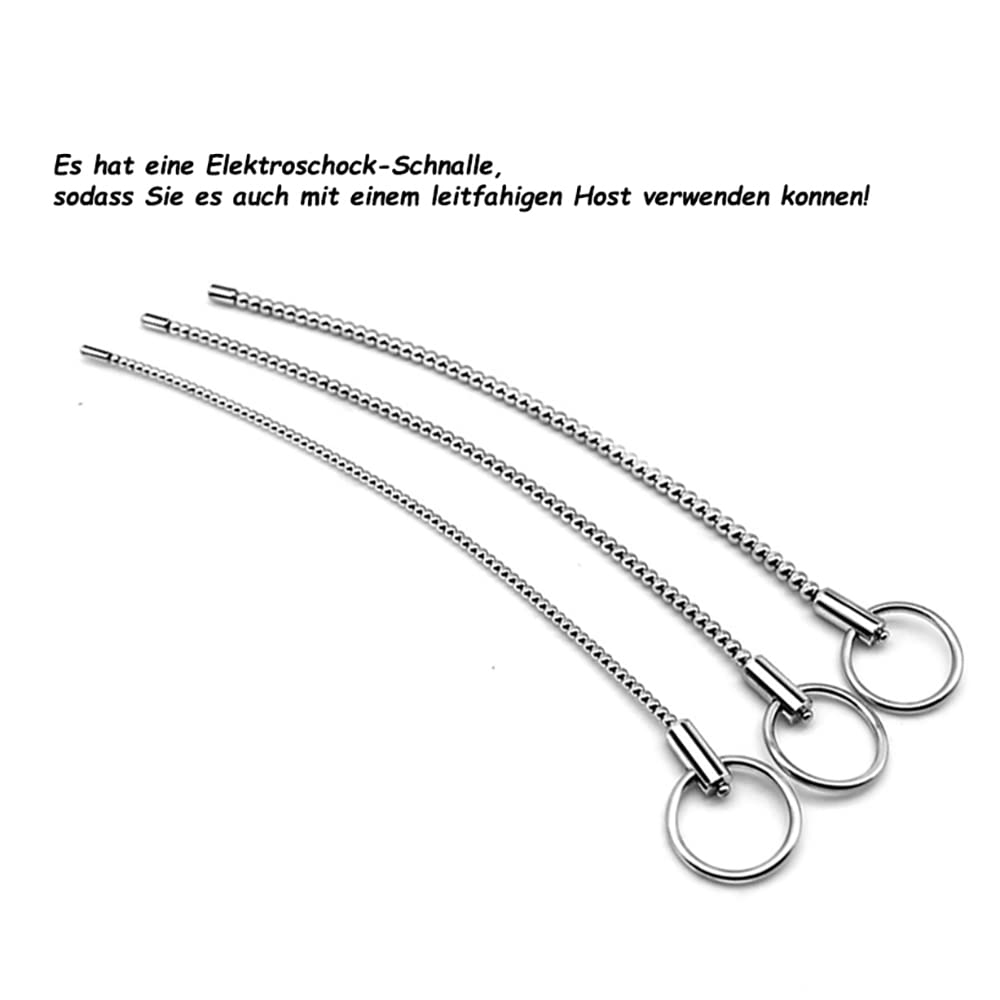 Kuaecr Edelstahl Urethral Katheter Dilatatoren Penis Plugs Masturbation Sounding Harnröhrenperle Penis Stick mit Ring Harnröhren Plug Mann Harnröhrensonden Sexspielzeug für Männer (S+M+L)