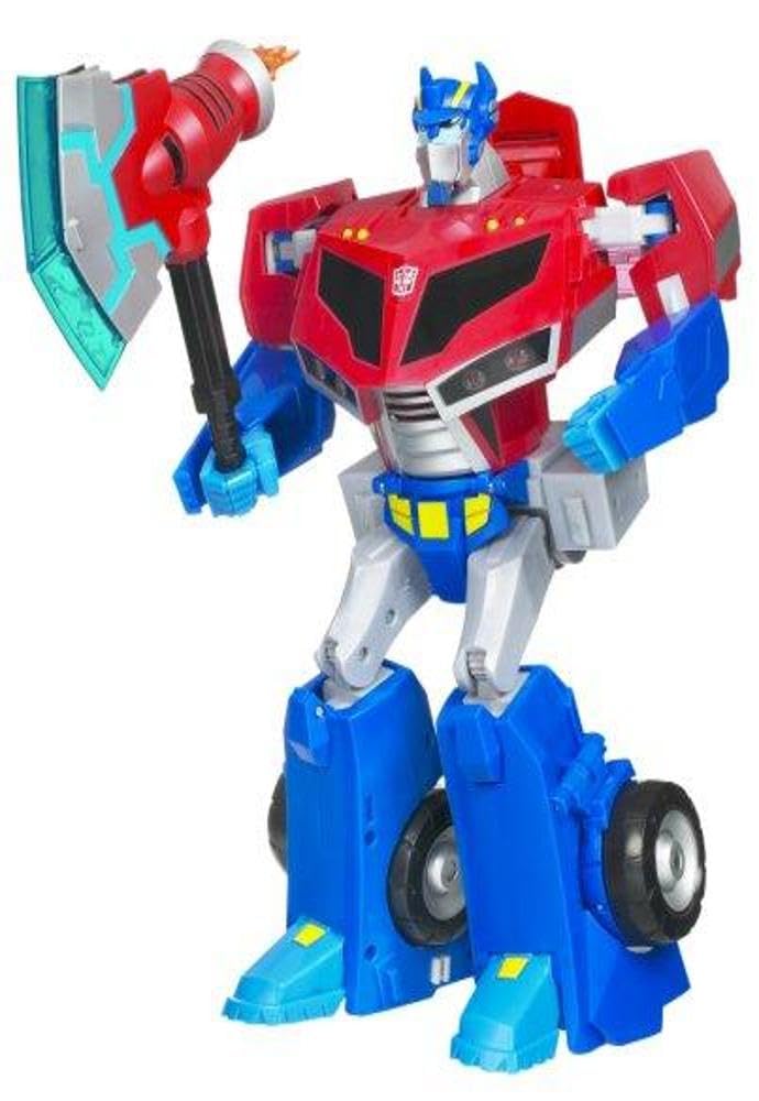 Optimus Prime in truck cab mode with the Ultra-Axe accessory detached.