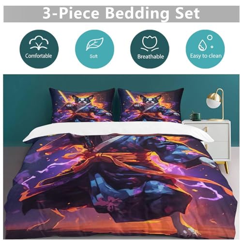 Parure de lit King motif chien 3D en microfibre douce avec fermeture éclair