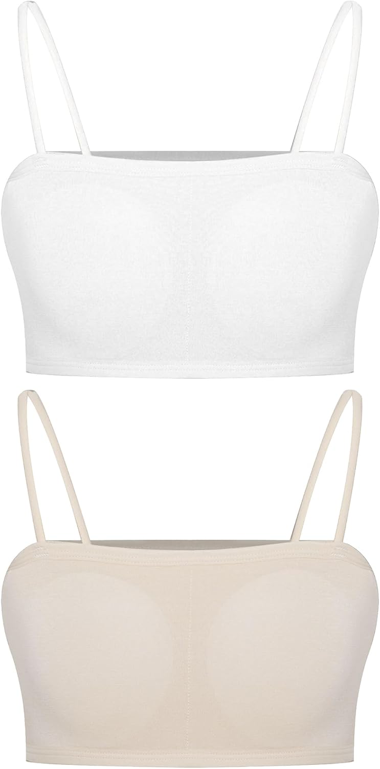 2 Pack Puberty Girls Training Bra Teenage Breathable Camisole Underwear Sports Bras Crop Vest Tops Bralettes