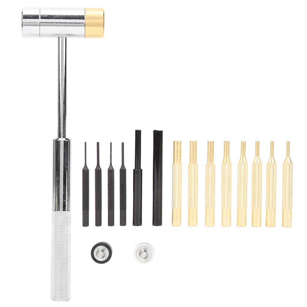 Ensemble de Poinçons d’Armurier Professionnel 17 Pièces à Goupille Cylindrique avec Marteau pour Réparation d’Armes de Chasse et Sportives