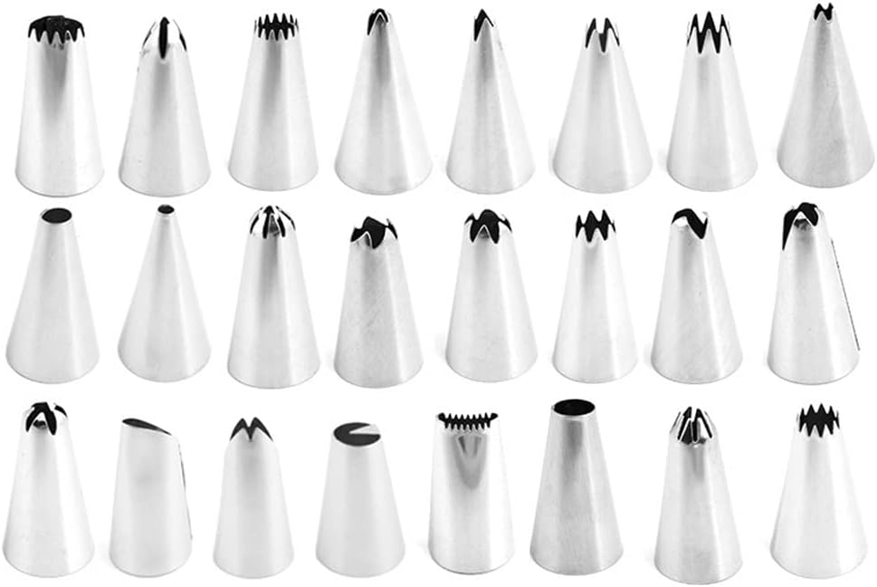 26Pcs Cake Decorating Tools Set Stainless Steel EVA Bag Cream Pastry Nozzle Multi-Color Optional Cookies Baking Tools (Color : Green) (White)