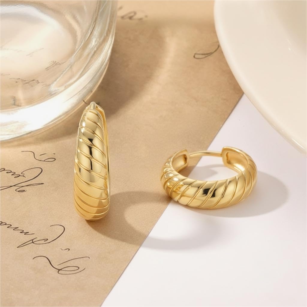 Gold Plated Hoop Earrings for Women 14K Gold Plated Earrings for Women Design Hypoallergenic Lightweight Teardrop Earrings Womens Hoops 13MM