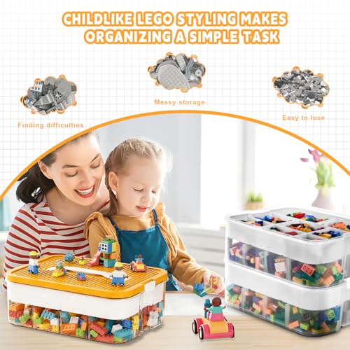 Boîtes empilables en plastique à compartiments triples pour trier Lego - 5
