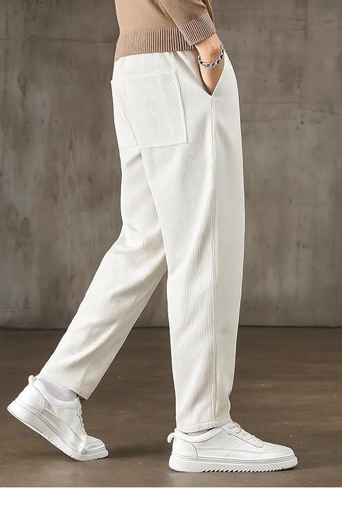 Image of NoseQueen Men's Corduroy Relaxed Fit Stretchable & Comfortable Sweatpant Trousers Pant