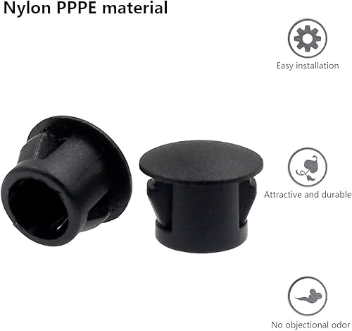 Miniatura 3 de Qjaiune 60 tapones de plástico de 0.315 in (516 pulgadas), tapas de extremo de tubería de color negro con cierre a presión para tubos de esgrima de