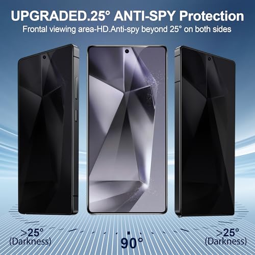 Image of 3 Pack Privacy Screen Protector for Samsung Galaxy s24 ultra | Tempered Glass + 2 Pack Camera Lens Protector 9H Hardness True 25Anti Spy Accessories Military Grade Shatterproof 6.8 inch Black