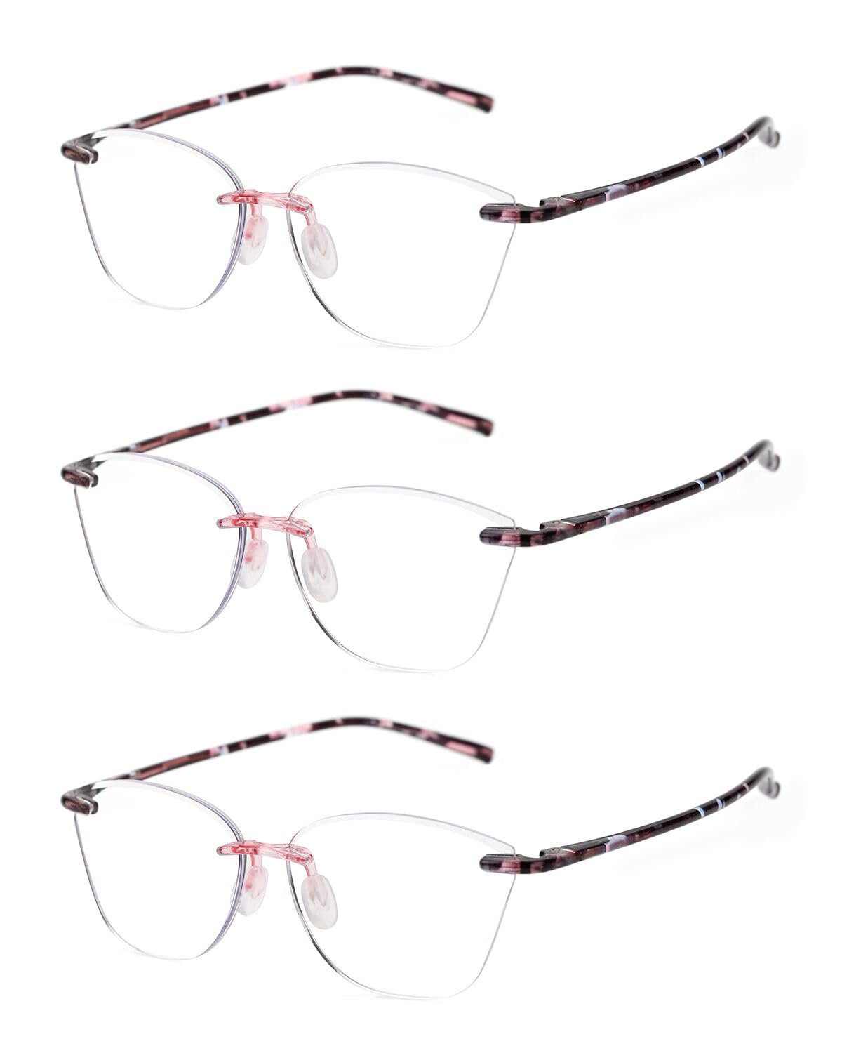 TERAISE Rimless reading glasses for women Comfortable Lightweight Frameless Reader Blue Light Blocking Computer Eyeglasses(2.5X)