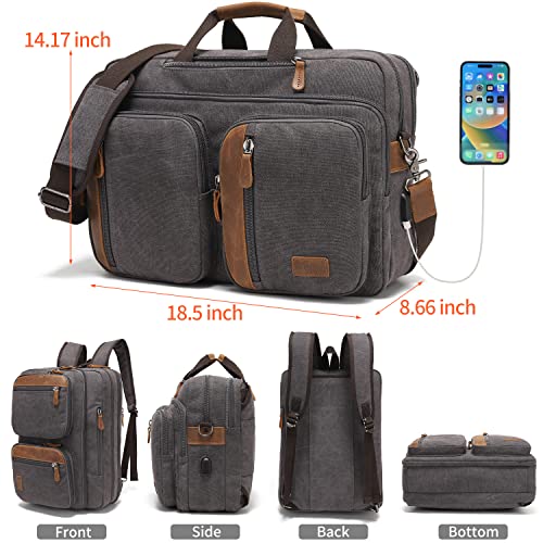 Jielv 3 In 1 Convertible Messenger Bag,17.3 Inch Laptop Backpack,Shoulder Bag,Business Handbags,Briefcase Computer Backpack For Men Women(Grey) #TOP2