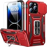 Goodon for iPhone 14 Pro Max Case with Sliding Camera Cover + Screen Protector - Metal Magnetic Kickstand - Military-Grade Shockproof Matte Protective Phone Cover 6.7