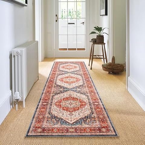 Carvapet Vintage Medallion Hallway Runner Rug Cover