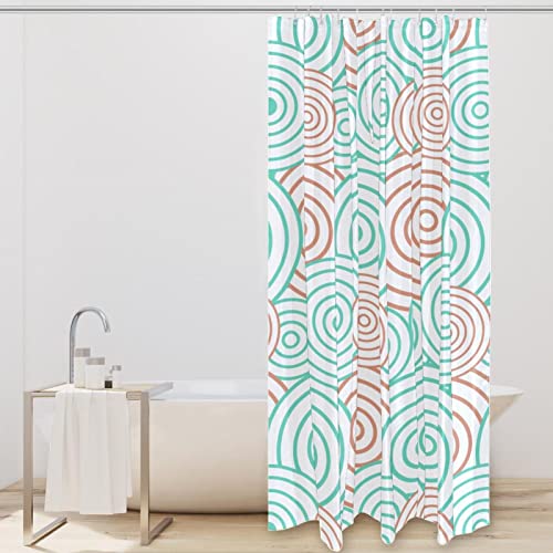 Rideau de douche imperméable et lavable motif abstrait vert orange - 3