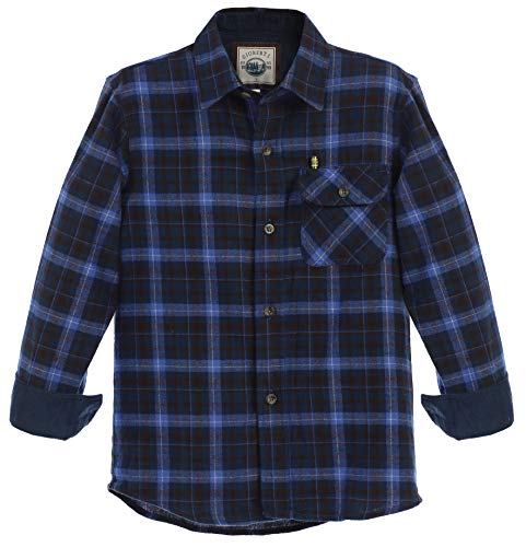 Gioberti Boy's Single Pocket Flannel Shirt with Corduroy Contrast2