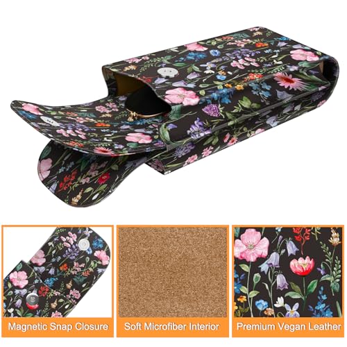 Image of FINTIE Double Glasses Case with Carabiner Hook, Portable Vegan Leather Eyeglass Case Anti-scratch Sunglasses Pouch