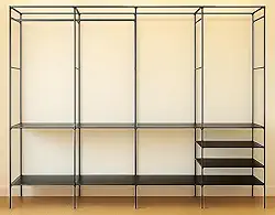 Arara de Roupas Cabideiro Quadrupla Metálica, Reforçada com Sapateira e 10 Prateleiras 4 Colunas – Armário Organizador para Closet e Quarto de Casal Grande